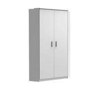Armoire d‘angle, meuble de rangement Blanc, rechampis teinte béton gris clair