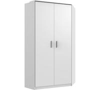 Armoire d‘angle, meuble de rangement coloris Blanc, rechampis graphite
