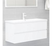 vidaXL Armoire d'évier avec lavabo intégré Blanc Aggloméré