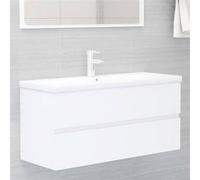 Armoire d évier avec lavabo intégré blanc bois d ingénierie Blanc G