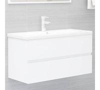 vidaXL Armoire d'évier Blanc 90x38,5x45 cm Bois d'ingénierie