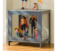 Armoire d'affichage en acrylique moderne avec étagères en bambou, Étui Curio transparent pour objets de collection, Vitrine de porte à bascule pour sacs à main, jouets, figures, organisateur de décora