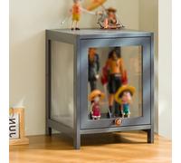 Armoire d'affichage en acrylique moderne avec étagères en bambou, Étui Curio transparent pour objets de collection, Vitrine de porte à bascule pour sacs à main, jouets, figures, organisateur de décora