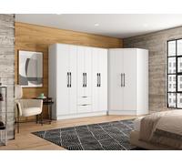 Armoire d'angle 8 portes et 2 tiroirs - L263 cm - Blanc - FEOVA
