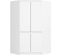 AKORD Armoire d'angle Blanche 100 cm 4 portes 6 étagères B100xH50xP180 cm