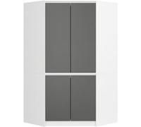 AKORD Armoire d'angle - Blanc - 100 cm - 4 portes - Gris - 6 étagères - 100 x 50 x 180 cm (l x H x P)