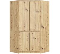AKORD Armoire d'angle en chêne artisanal, 100 cm, 4 portes, 6 étagères, l 100 x H 50 x P 180 cm