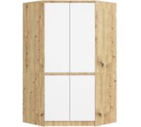 Armoire d'angle AKORD S100 Chêne Artisan 100 cm avec 4 portes et 6 étagères finition blanche 100 x 50 x 180 cm