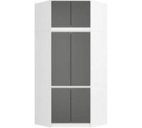 Armoire d'angle avec surmeuble AKORD S100 Blanche 100 cm 6 portes façade Gris Graphite 100x50x235 cm