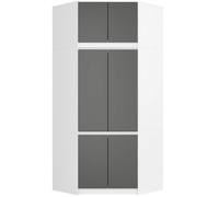 Armoire d'angle avec surmeuble AKORD S100 Blanche 100 cm 6 portes façade Gris Graphite 100x50x235 cm