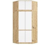 Akord Armoire d'angle avec surmeuble - Chêne artisan blanc