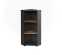 Armoire d'angle Irma, 33x81cm 3 compartiments de rangement, Anthracite/Chêne de force doré, Vicco 54772