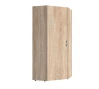 Armoire d'angle, meuble de rangement coloris imitation chêne - longueur 80 x hauteur 185 x profondeur 80 cm --