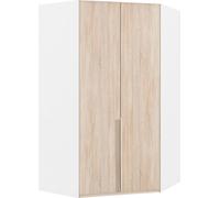 Armoire d'angle New York 90 x 125 x 208 cm, chêne brut blanc, 2 portes