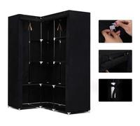 Armoire d'angle noire HSTURYZ - dressing penderie XXL 169*129*87cm - Chambre - Classique - Intemporel