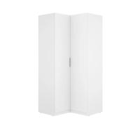 Armoire d'angle placard de rangement à 2 portes battantes, coloris blanc