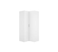Armoire d'angle placard de rangement à 2 portes battantes, coloris blanc - Hauteur 203,5 x Longueur 95 x Profondeur 97 cm - -