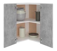 Armoire d'angle suspendue - VINGVO - Gris béton - 57 cm x 57 cm x 60 cm - 2 portes - Meuble de cuisine