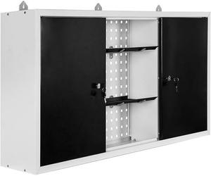 Armoire d'atelier en acier gris, dimensions 60x120x19 cm. Armoire de rangement pour outils et équipements, verrouillable, avec panneau perforé. Armoire suspendue pour l'aménagement d'un atelier