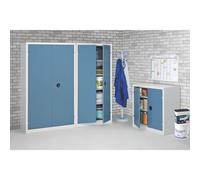 Armoire d'atelier monobloc H 198 x L 100 x P 53 cm corps gris - portes bleues