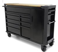 Armoire d'atelier professionnelle en métal, 10 tiroirs, chariot mobile, table de travail 147cm, plateau en bois massif HBM Pays-Bas