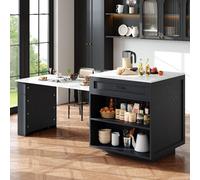 Armoire de 133-202 x 70 x 93,5 cm avec portes battantes, en MDF noir, offrant un espace de rangement