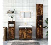 Armoire de bain chêne fumé 30x30x190 cm bois d ingénierie Marron G