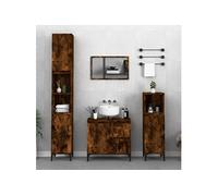 vidaXL Armoire colonne de salle de bain 30x30x190 cm – 2 étagères, 2 compartiments – Chêne fumé