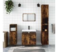 vidaXL Armoire de salle de bain 65×33×60 cm – 2 tiroirs, compartiment – Chêne fumé bois d'ingénierie