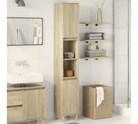 Armoire de Bain Colonne Rangement Toilette Sonoma Gris Bois d'Ingénierie vidaXL