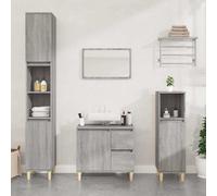 Armoire de Bain Colonne Rangement Toilette Sonoma Gris Bois d'Ingénierie vidaXL