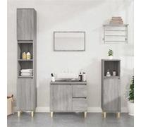vidaXL Armoire de Salle de Bain, Meuble de Rangement avec 2 Tiroirs et Compartiment, Organisateur de Toilette Intérieur, Scandinave, Sonoma Gris Bois d'Ingénierie