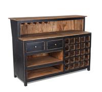 Armoire de bar design vintage PUREWOOD | 150 x 110 x 55 cm (l x H x P) | Mini bar en bois recy omptoir de vente, comptoir de caisse, objet de décoration emblématique | Couleur : 09 Vaudou - Noir