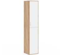 IDMARKET Armoire de bureau Sylvia 180 cm multifonction blanc et bois 1 porte 3 étagères