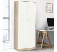IDMarket – Armoire de bureau MARIA 190 cm multifonction bois et blanc 2 portes 4 étagères