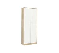 IDMarket – Armoire de bureau MARIA 190 cm multifonction bois et blanc 2 portes 4 étagères