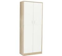 IDMarket – Armoire de bureau MARIA 190 cm multifonction bois et blanc 2 portes 4 étagères