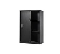 HOMCOM Armoire de Bureau 2 Portes coulissantes verrouillables dim. 80L x 40l x 120H cm 2 étagères Panneaux Particules Noir
