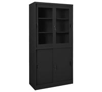 Armoire de Bureau avec Porte Coulissante Anthracite Acier Classeur vidaXL