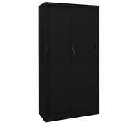 Armoire de bureau avec porte coulissante Noir 90x40x180cm Acier