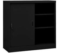 Armoire de bureau avec porte coulissante Noir 90x40x90 cm Acier