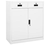 Armoire de bureau blanche 90 x 40 x 102 cm en acier avec 2 étagères réglables et 3 tiroirs pour le rangement des fichiers et le tri des classeurs