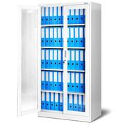 Armoire de Bureau C012 Armoire métallique de Rangement Vitrine 4 étagères Acier verrouillable (Blanc)