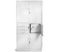 Armoire de Bureau C018S II Métallique Coffre-Fort Compartiment Secret Portes battantes 185 cm x 90 cm x 40 cm (Gris)