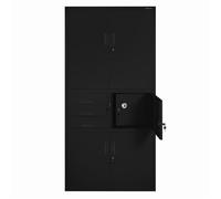 Armoire de Bureau C018S II Métallique Coffre-Fort Compartiment Secret Portes battantes 185 cm x 90 cm x 40 cm (Noir)