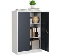 Armoire de bureau en métal H. 120 x W. 80 x T. 40 cm / Meuble de bureau pour dossier / Armoire en acier verrouillable / Armoire de porte d'aile Malivo 3 fois avec portes tournantes