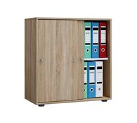 VCM Armoire de bureau en bois Classeur Armoire de classement Meuble de bureau Armoire Lona 2 portes coulissantes Brun