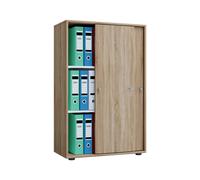 VCM Armoire de bureau en bois Armoire de classement Meuble de bureau Armoire Lona 3 portes coulissantes Brun