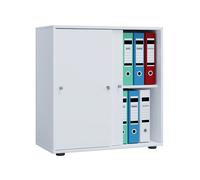 VCM Armoire de bureau en bois Classeur Armoire de classement Meuble de bureau Armoire Lona 2 portes coulissantes Blanc