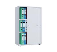 VCM Armoire de bureau en bois Armoire de classement Meuble de bureau Armoire Lona 3 portes coulissantes Blanc